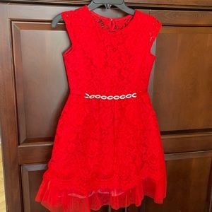 Rare Editions red lace dress size 8